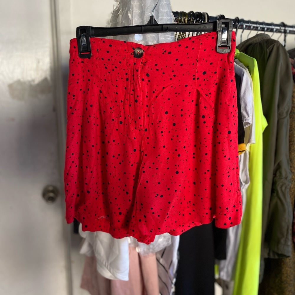Red Polka Dot Flowy Shorts